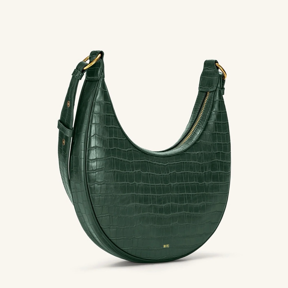 JW PEI Forest Green Croc Shoulder Bag - Picture 2 of 3